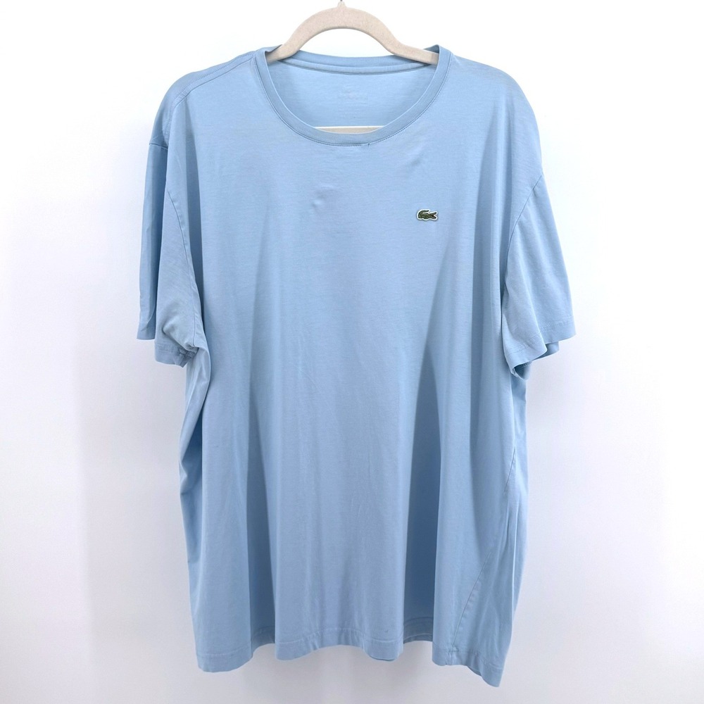 Lacoste T-Shirt Men 8 Light Blue Pima Cotton Short Sleeve Preppy Designer Luxury